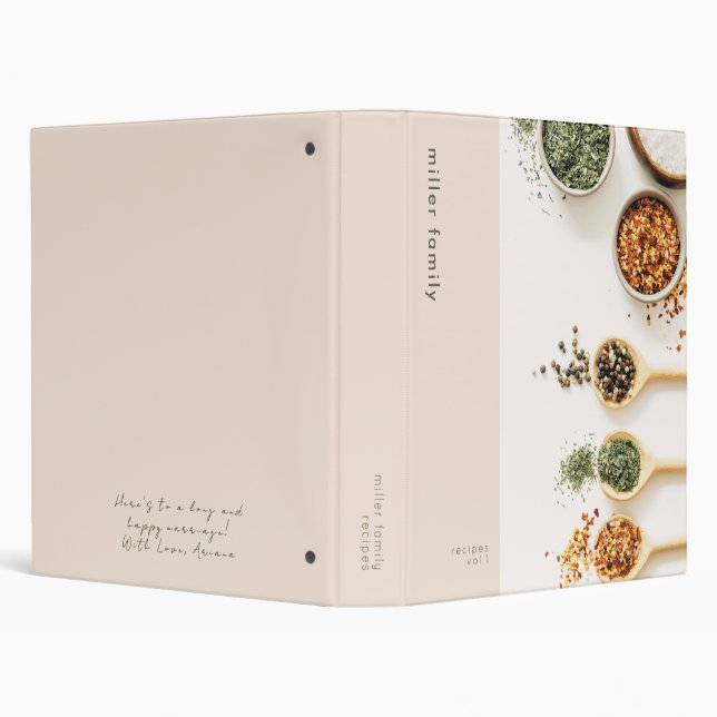 Simple Family Recipe Wedding Gift Message 3 Ring Binder (Background)
