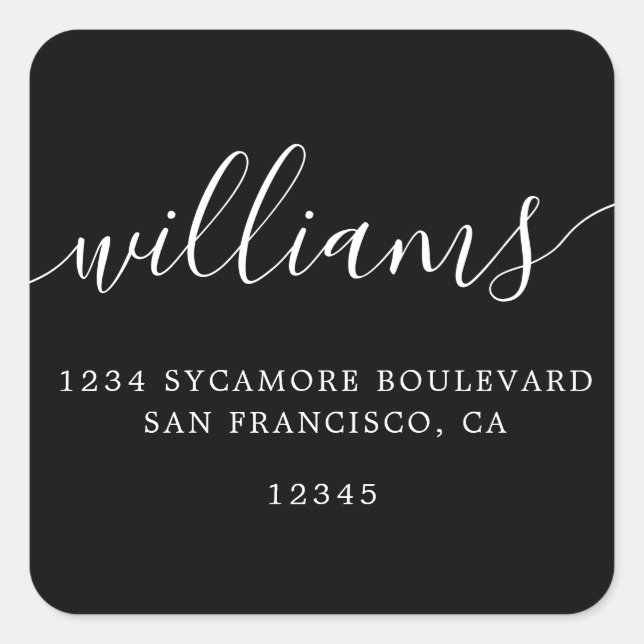 Simple family return address square sticker (Front)