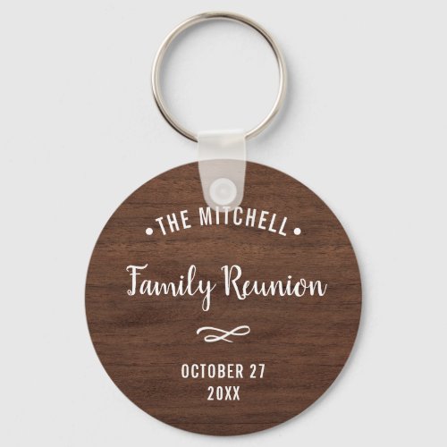 Simple Family Reunion Keepsake  Rustic Wood Look Keychain