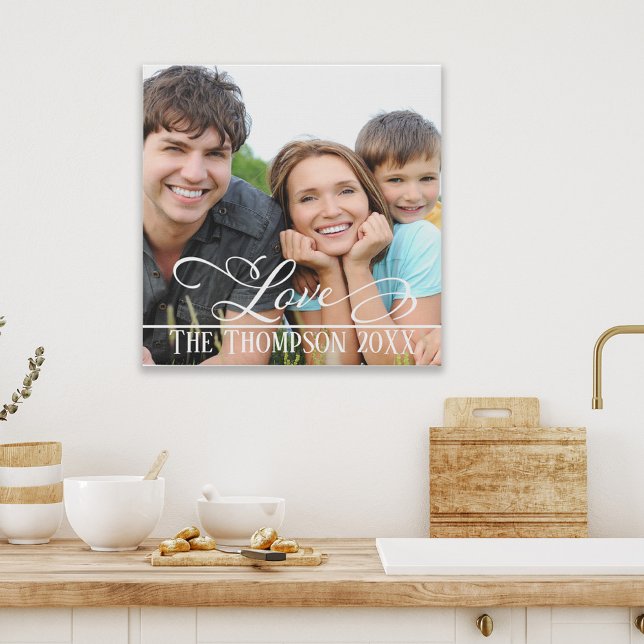 Simple Family Typography Love Photo  Faux Canvas Print (Creator Uploaded)