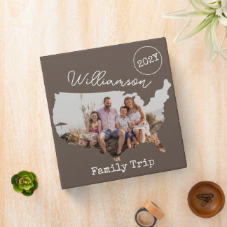 Simple Family Vacation Photo USA Outline Road Trip 3 Ring Binder