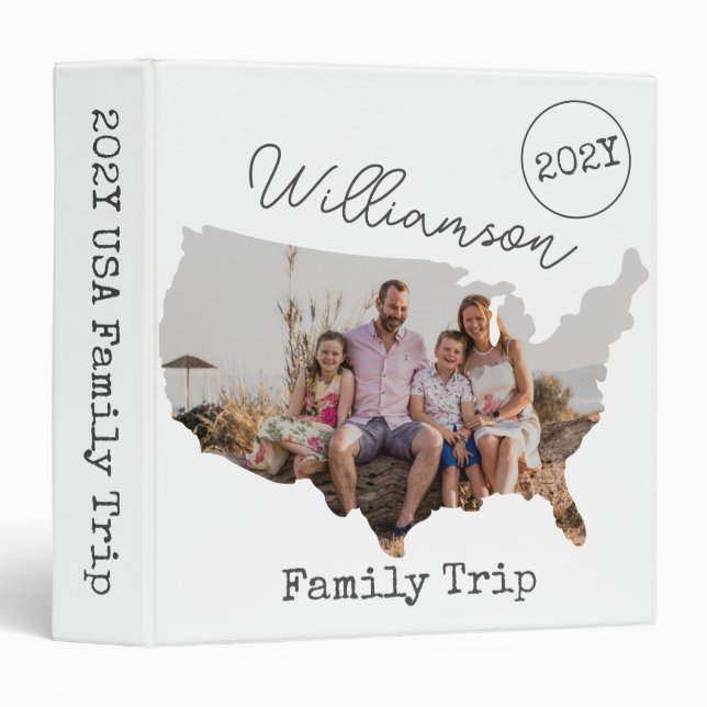 Simple Family Vacation USA Road Trip Family Photo 3 Ring Binder (Front/Spine)