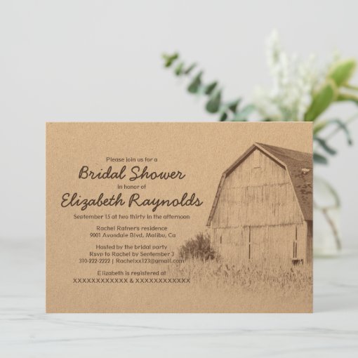 Simple Farm Bridal Shower Invitations | Zazzle