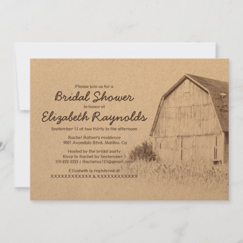 Simple Farm Bridal Shower Invitations
