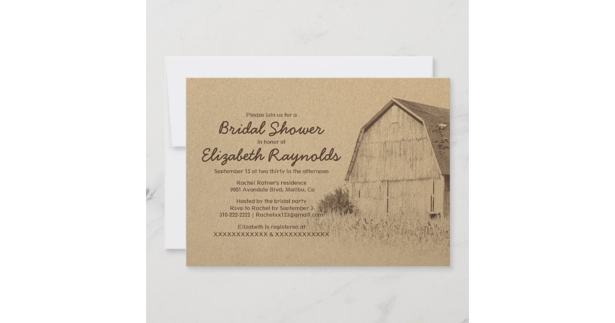 Simple Farm Bridal Shower Invitations | Zazzle