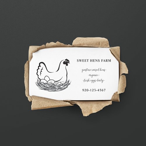 Simple Farmhouse Chicken Eggs QRCode Business Card