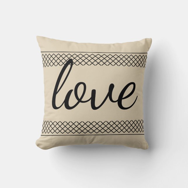 Simple Farmhouse Love Beige Throw Pillow (Front)
