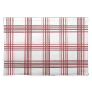 Simple Farmhouse Plaid, Brick Red and White Cloth Placemat