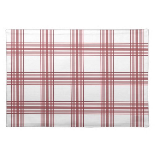 Simple Farmhouse Plaid Brick Red and White Cloth Placemat