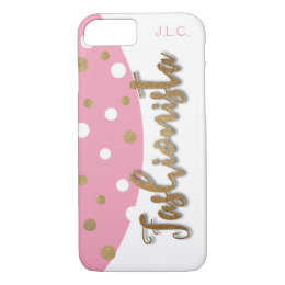 Simple, Fashionista, Custom Pink faux Gold Glitter iPhone 8/7 Case