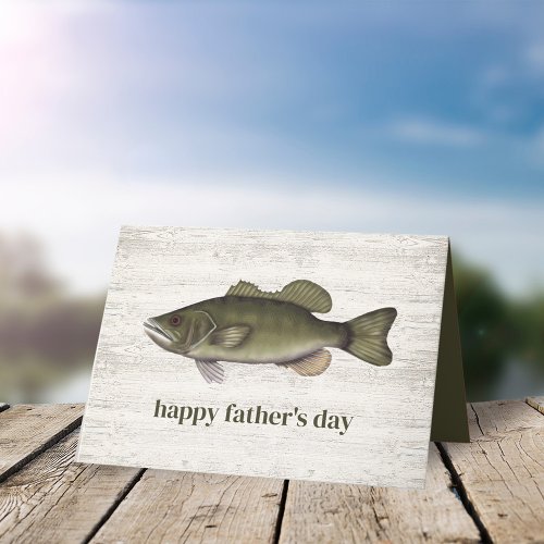 Simple Fathers Day Vintage Rustic Fishing Bass Card