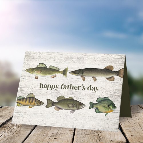 Simple Fathers Day Vintage Rustic Fishing Fishing Card