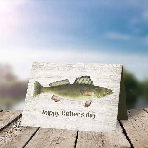 Simple Fathers Day Vintage Rustic Fishing Walleye Card