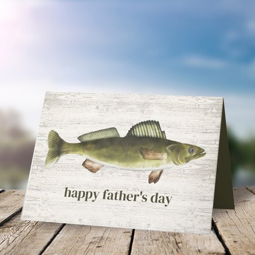 Simple Fathers Day Vintage Rustic Fishing Walleye Card