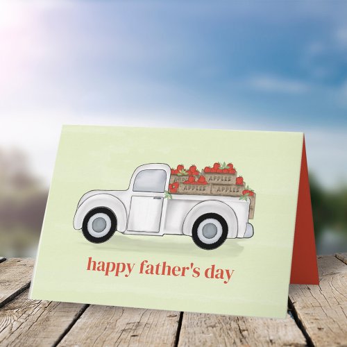 Simple Fathers Day Vintage Rustic White Truck Card
