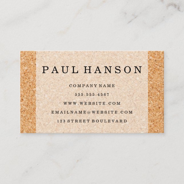 Simple Faux Cork Background Business Card (Front)