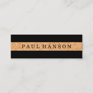Simple Faux Cork Print / Black Mini Business Card
