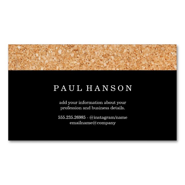 Simple Faux Cork Print Business Card Magnet (Front)