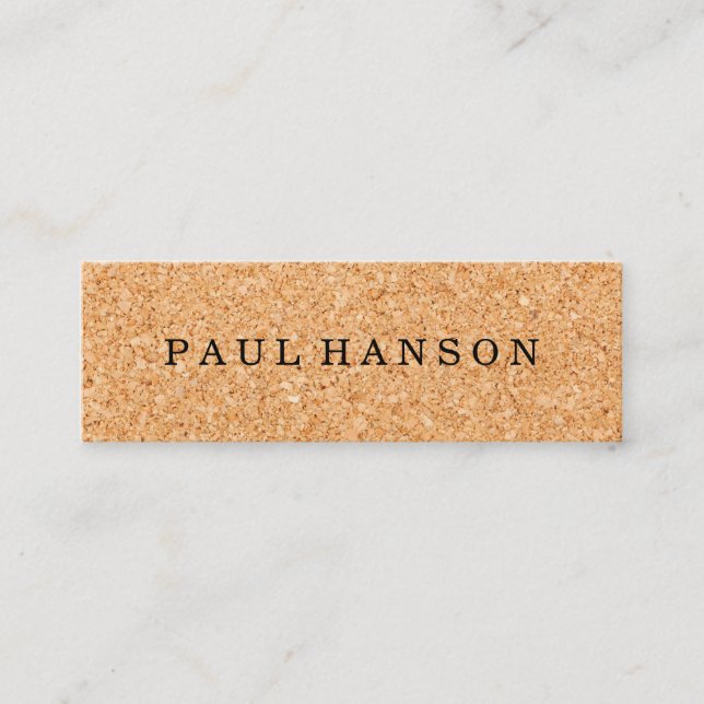 Simple Faux Cork Print Mini Business Card (Front)