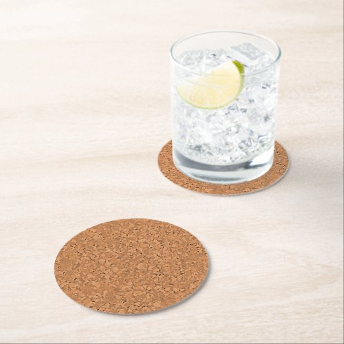 Simple Faux Cork Texture Pattern Round Paper Coaster