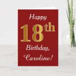 [ Thumbnail: Simple Faux Gold 18th Birthday + Custom Name Card ]