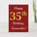 [ Thumbnail: Simple Faux Gold 35th Birthday + Custom Name Card ]