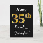 [ Thumbnail: Simple Faux Gold 35th Birthday + Custom Name Card ]