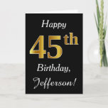 [ Thumbnail: Simple Faux Gold 45th Birthday + Custom Name Card ]