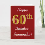 [ Thumbnail: Simple Faux Gold 60th Birthday + Custom Name Card ]
