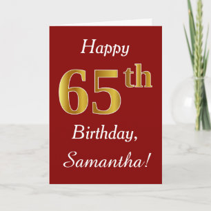 Simple Faux Gold 65th Birthday + Custom Name Card