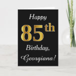 [ Thumbnail: Simple Faux Gold 85th Birthday + Custom Name Card ]