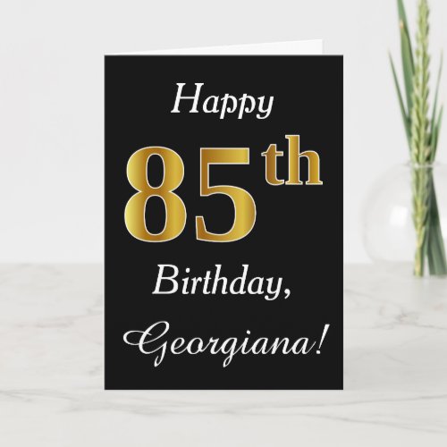 Simple Faux Gold 85th Birthday  Custom Name Card