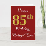 [ Thumbnail: Simple Faux Gold 85th Birthday + Custom Name Card ]