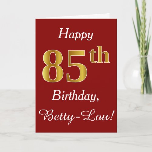 Simple Faux Gold 85th Birthday  Custom Name Card