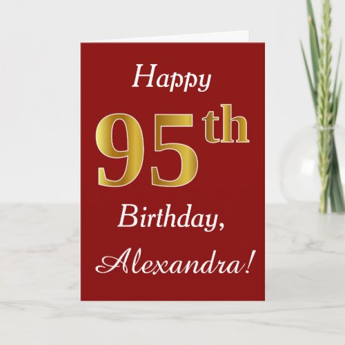 Simple Faux Gold 95th Birthday  Custom Name Card