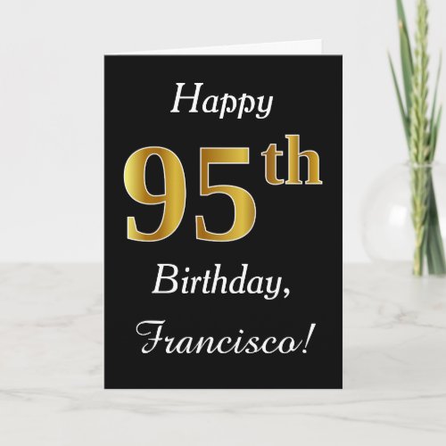 Simple Faux Gold 95th Birthday  Custom Name Card