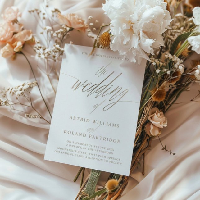 Simple Faux Gold Calligraphy the Wedding of Invitation (Creator Uploaded)