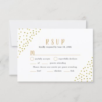 Simple Faux Gold Confetti Wedding Rsvp   Entrées by lemontreeweddings at Zazzle