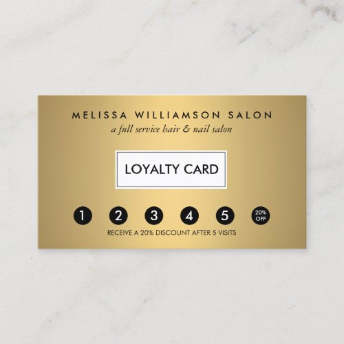 Simple Faux Gold Customer Loyalty Punch Card