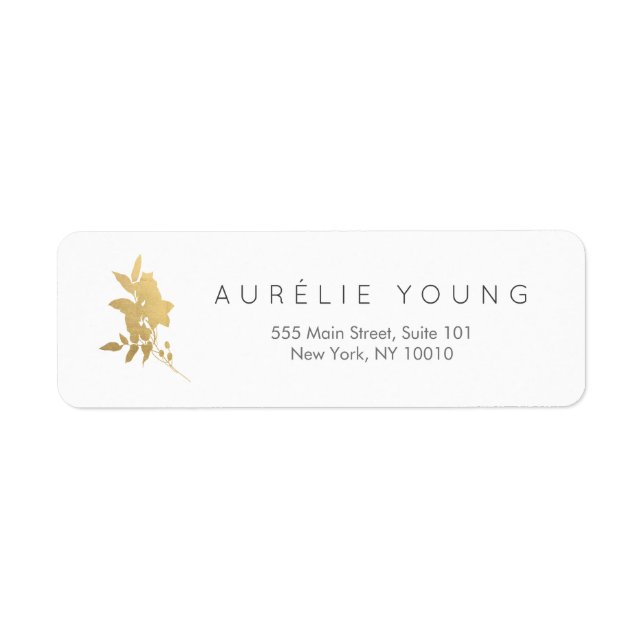Simple Faux Gold Floral Bouquet Label (Front)