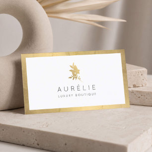 Simple Faux Gold Floral Luxury Boutique Business Card