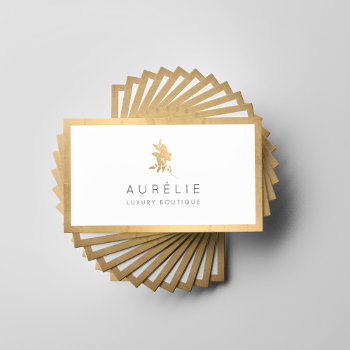 Simple Faux Gold Floral Luxury Boutique Business Card by 1201am at Zazzle