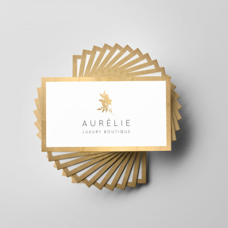 Simple Faux Gold Floral Luxury Boutique Business Card