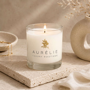 Simple Faux Gold Floral Luxury Boutique Scented Candle