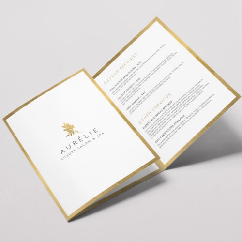 Simple Faux Gold Floral Luxury Salon Brochure