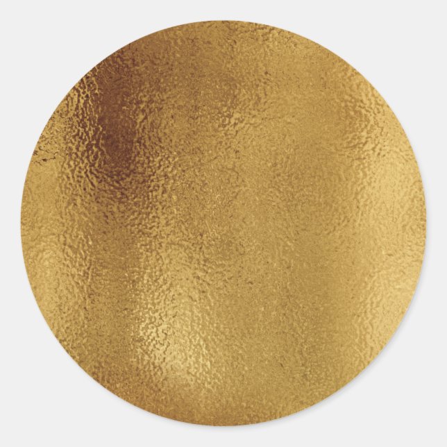 Simple Faux Gold Foil. Classic Round Sticker (Front)