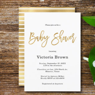 Simple faux Gold Gender Neutral Baby Shower Invitation