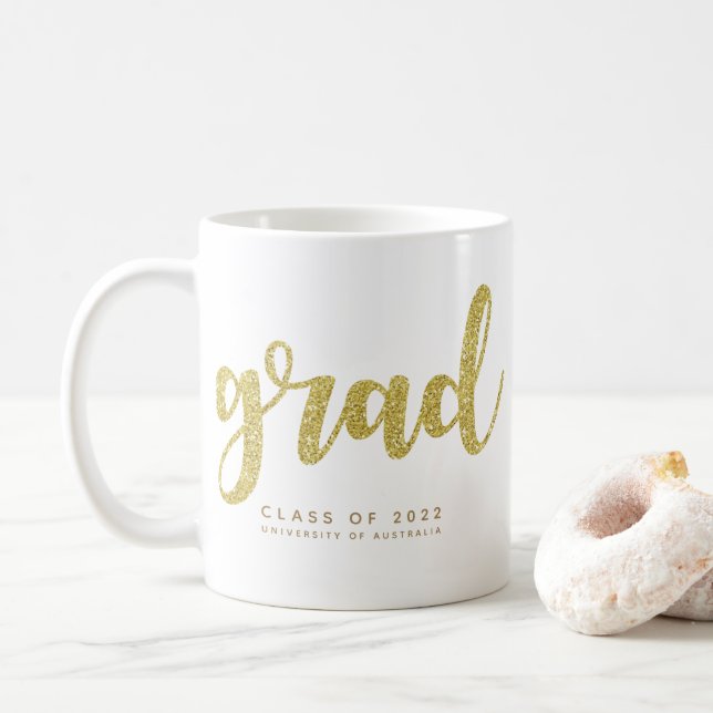 Simple Faux Gold Glitter Grad Mug (With Donut)