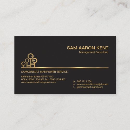 Simple Faux Gold Line Manpower Motif Consultant Business Card