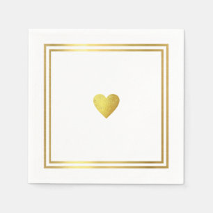 Simple faux gold love heart romantic chic wedding napkins